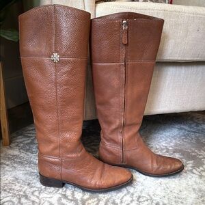 Tory Burch Brown Leather Riding Boots